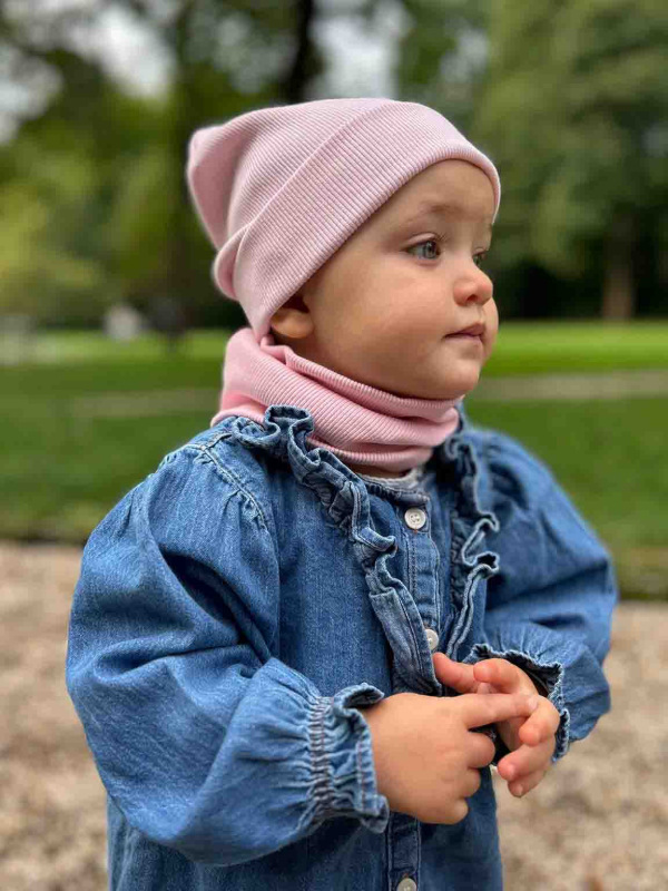 Nákrčník pre deti, rebrovaná bavlna - BABY PINK 5