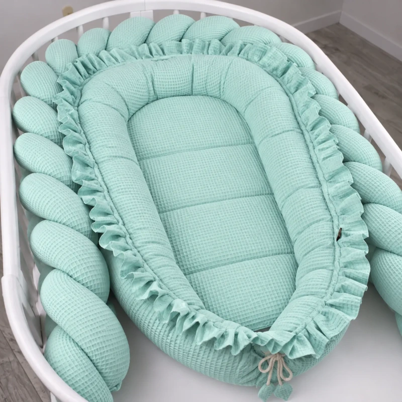 Hniezdo do postieľky bavlna wafle - MINT