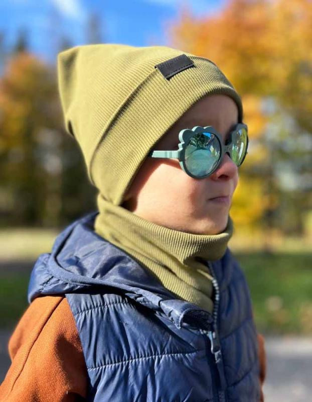 Nákrčník pre deti, rebrovaná bavlna - OLIVOVÝ 1