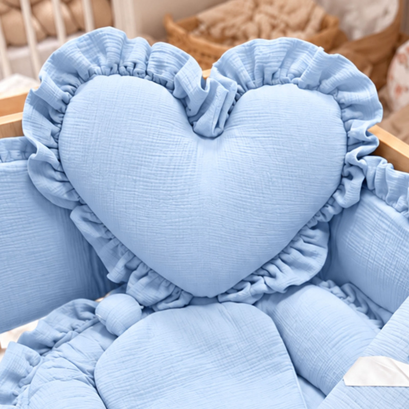 Set do postieľky bez volánu, mušelín BABY BLUE 4