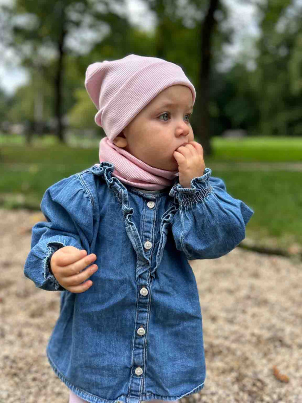 Nákrčník pre deti, rebrovaná bavlna - BABY PINK 4