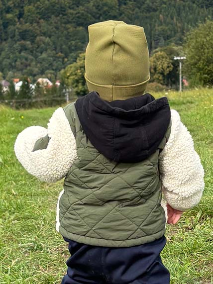 Prechodná detská čiapka Rebrovaná bavlna, OLIVOVÁ 17