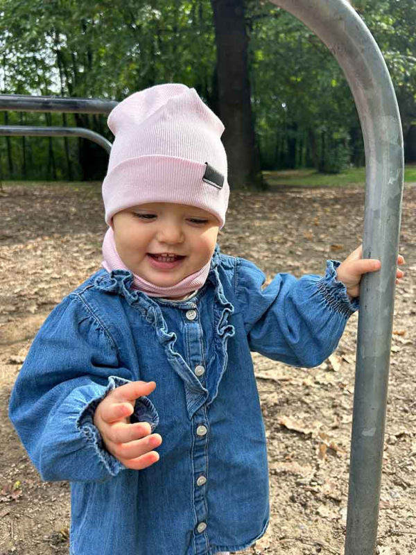 Nákrčník pre deti, rebrovaná bavlna - BABY PINK