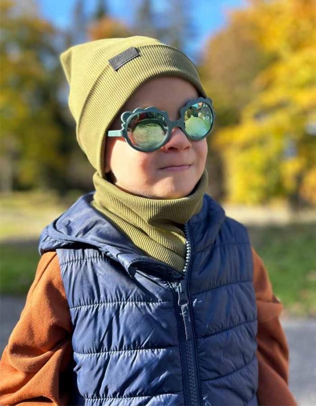 Nákrčník pre deti, rebrovaná bavlna - OLIVOVÝ 4