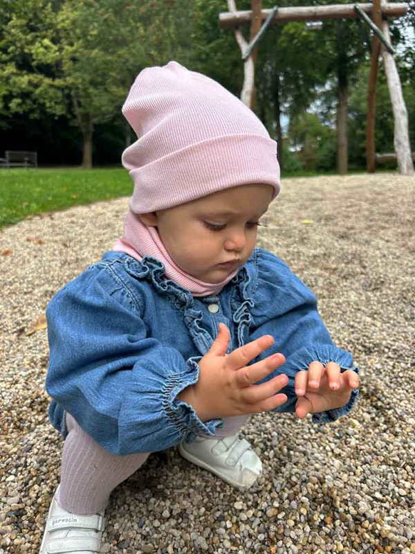 Nákrčník pre deti, rebrovaná bavlna - BABY PINK 1