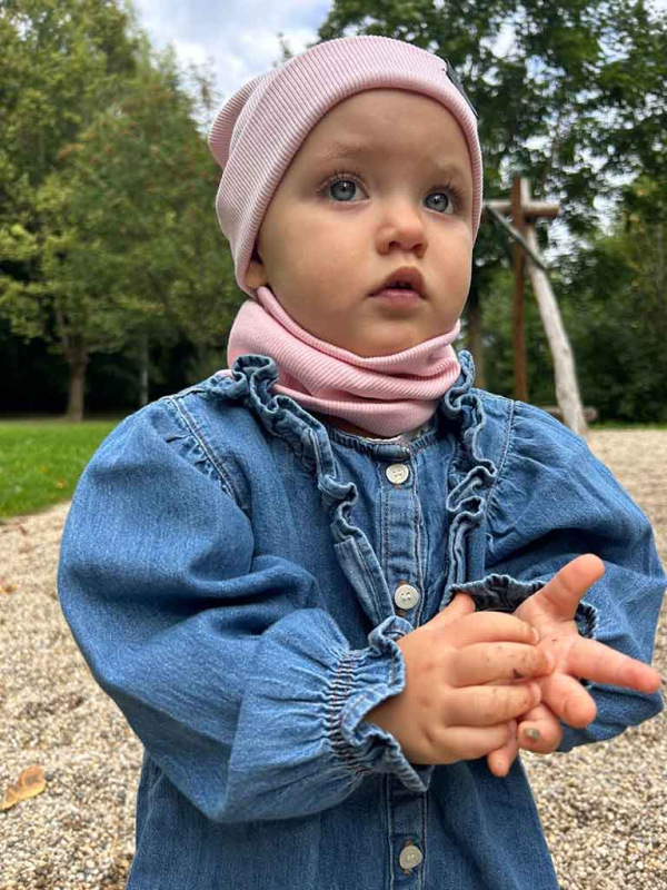 Nákrčník pre deti, rebrovaná bavlna - BABY PINK 3