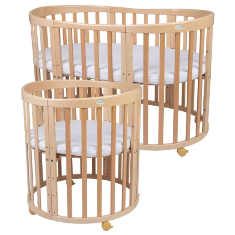 Rastúca postieľka pre bábätká 7v1 oval s matracom - PRíRODNÁ