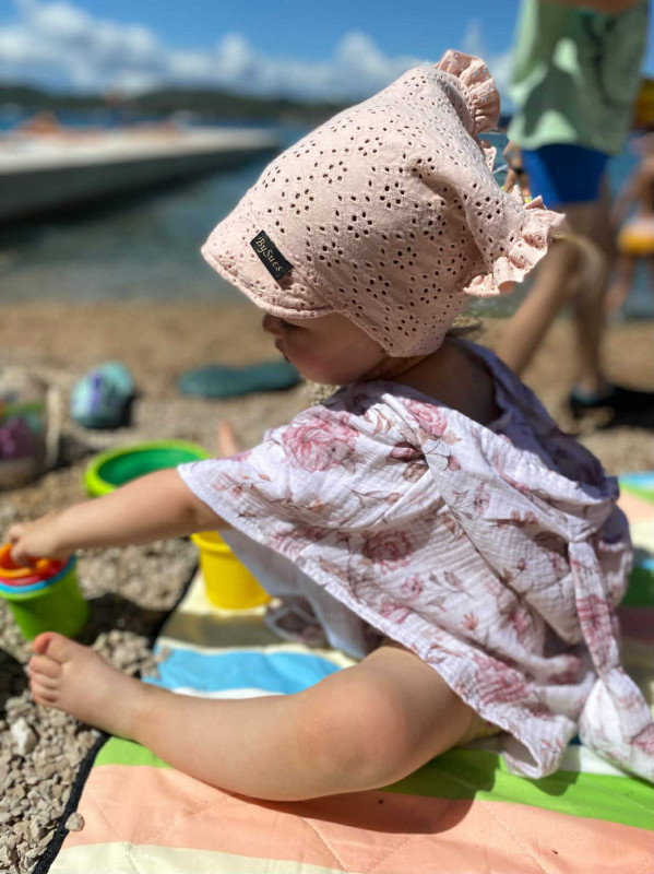 Detské Pončo MUŠELÍN s kapucňou a uškami RUŽOVÝ ZAJKO 3