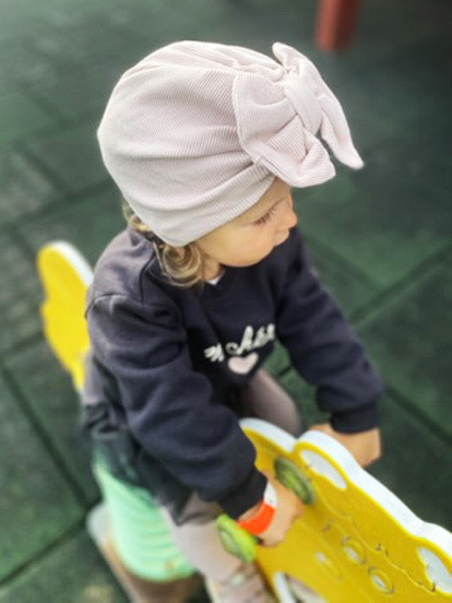Turban s Mašľou Rebro bavlnená detská čiapka PUDROVA 1