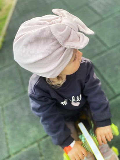 Turban s Mašľou Rebro bavlnená detská čiapka PUDROVA 3