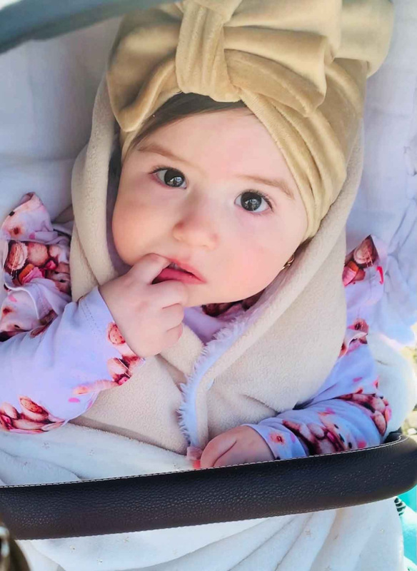 Detská čiapka Turban s Mašľou Velvet - MOCCA