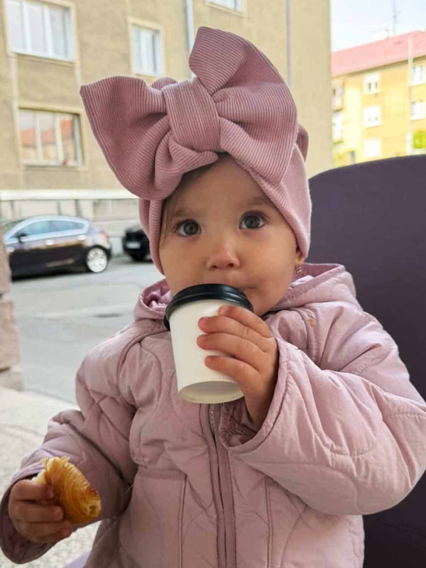 Turban s Mašľou Rebro bavlnená detská čiapka PUDROVA