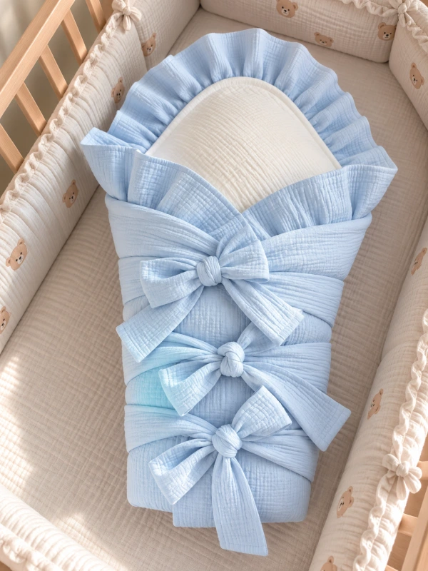 Obliečka na páperovú zavinovačku 100x100cm – Mušelínová Baby Blue