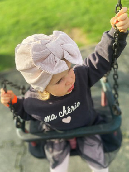 Turban s Mašľou Rebro bavlnená detská čiapka PUDROVA