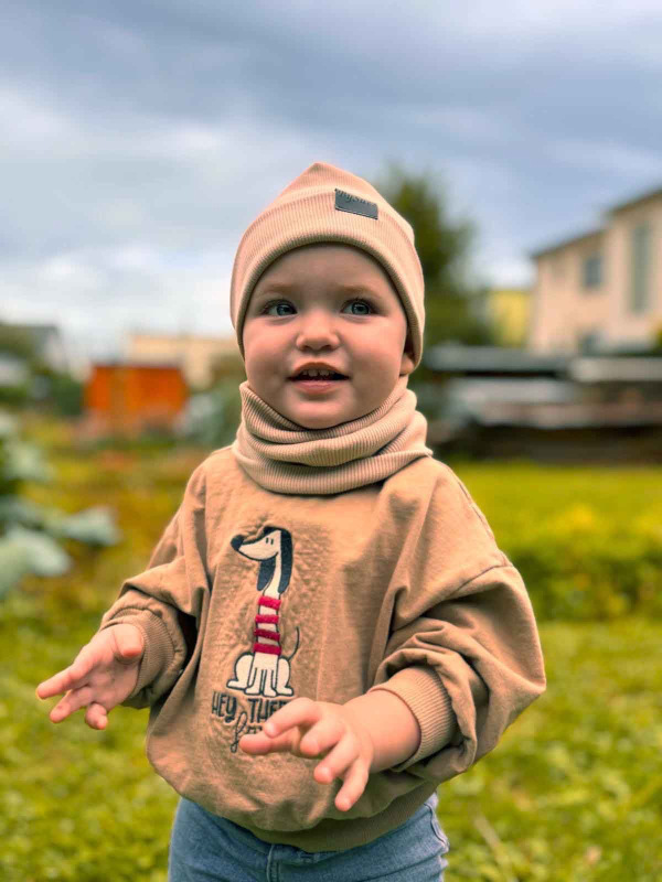 Prechodná detská čiapka Rebrovaná bavlna, CAPPUCINO 4