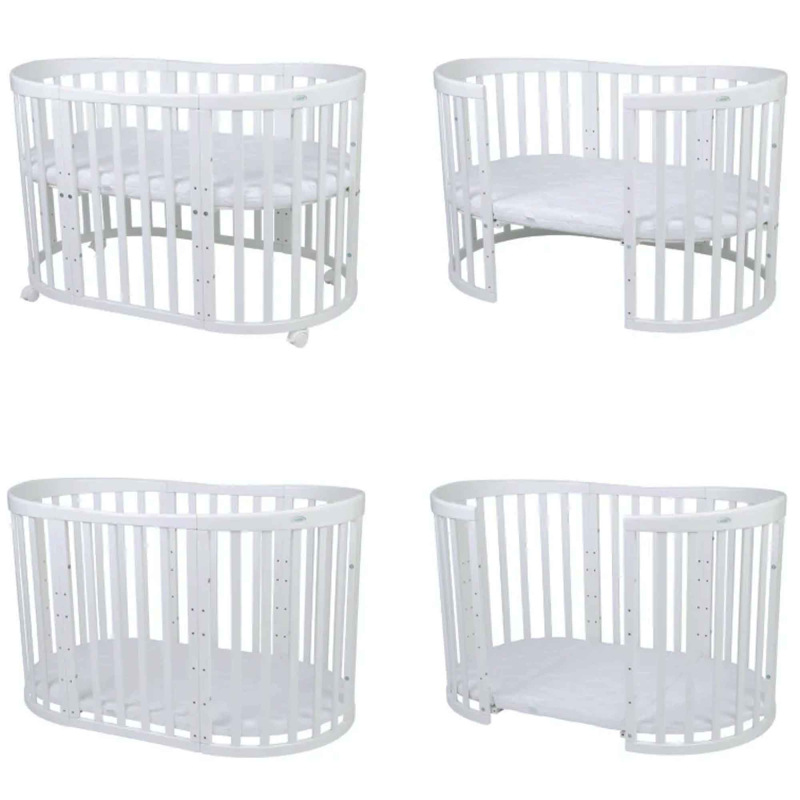 Rastúca postieľka pre bábätká 7v1 oval s matracom - BIELA 2