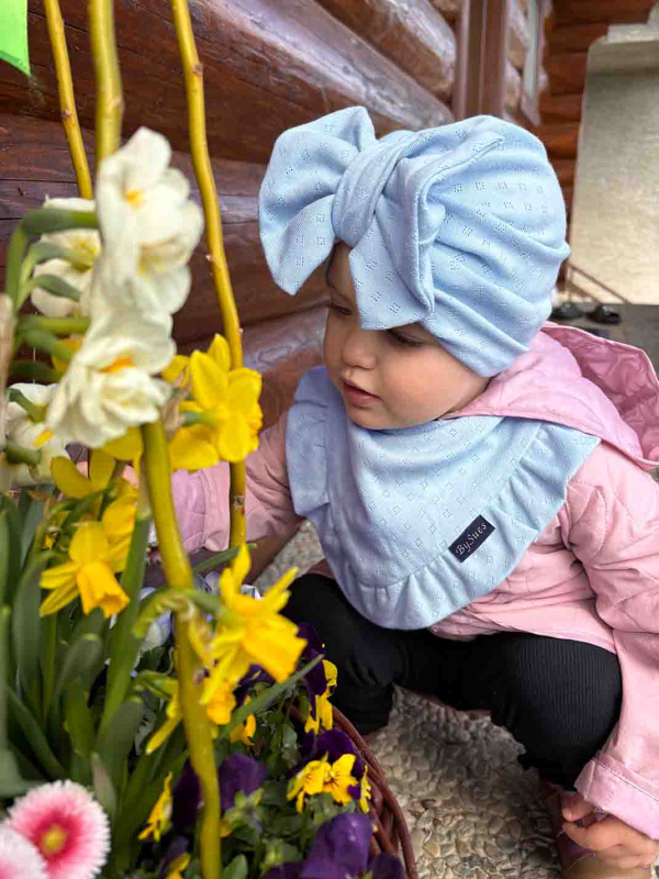 Turban s Mašľou pointelle - SKY BLUE 4