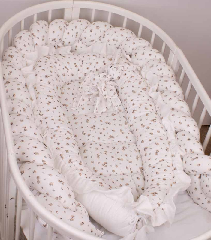 Hniezdo pre bábätká mušelín - BEIGE RUŽIČKY 1