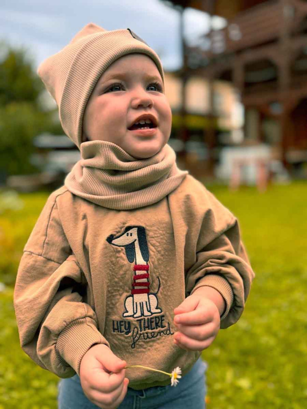 Prechodná detská čiapka Rebrovaná bavlna, CAPPUCINO 3