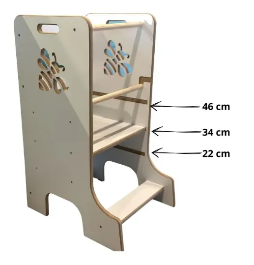 Učiaca veža Montessori s protišmykovou podložkou, VČIELKA Biela