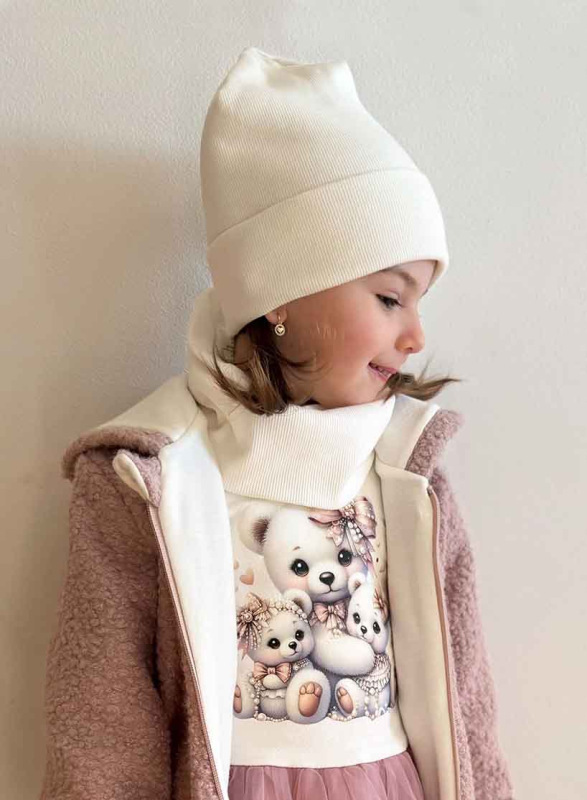 Nákrčník pre deti, rebrovaná bavlna - SMOTANOVÝ