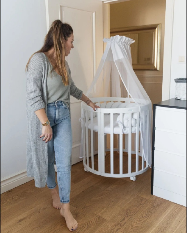 Rastúca postieľka pre bábätká 7v1 oval s matracom - BIELA 5