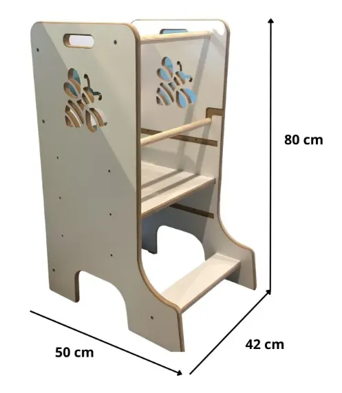 Učiaca veža Montessori s protišmykovou podložkou, VČIELKA Biela