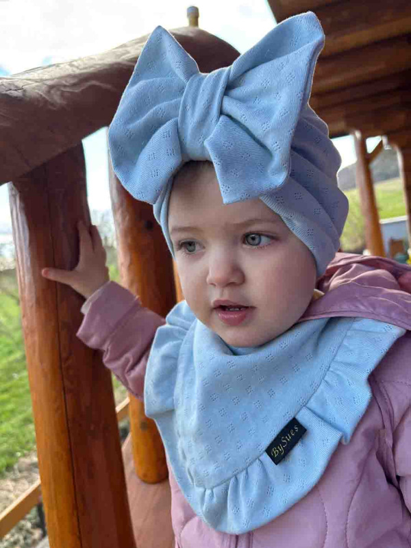 Turban s Mašľou pointelle - SKY BLUE