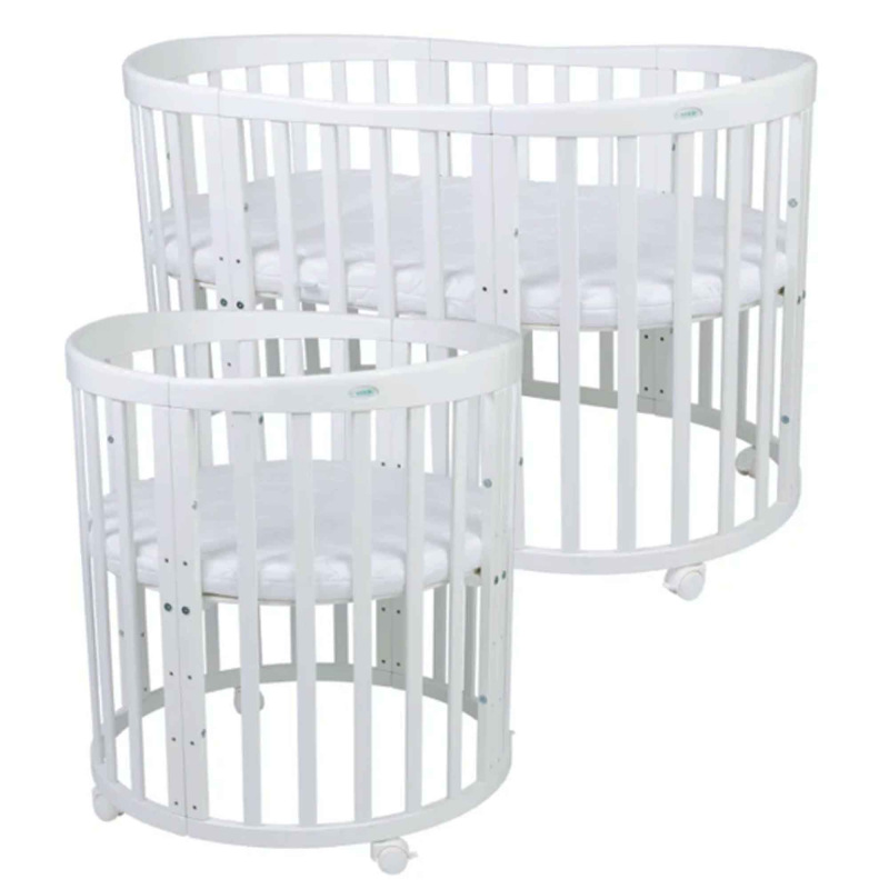 Rastúca postieľka pre bábätká 7v1 oval s matracom - BIELA