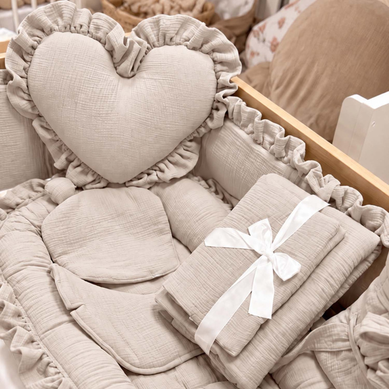 Set do postieľky s volánom, mušelín SILVER BEIGE 4