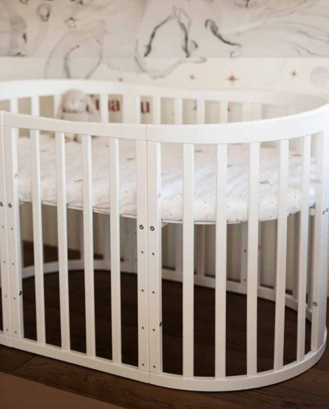 Rastúca postieľka pre bábätká 7v1 oval s matracom - BIELA 6