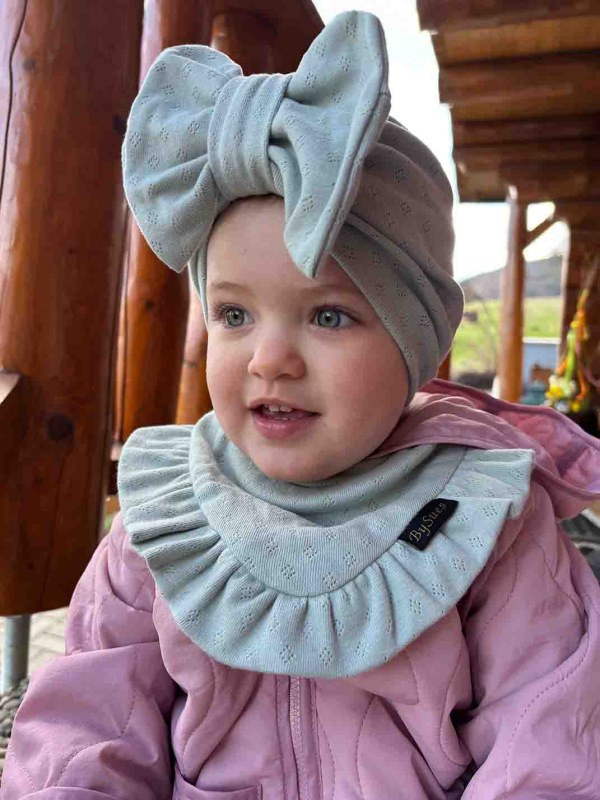 Turban s Mašľou pointelle - MOSS GREEN