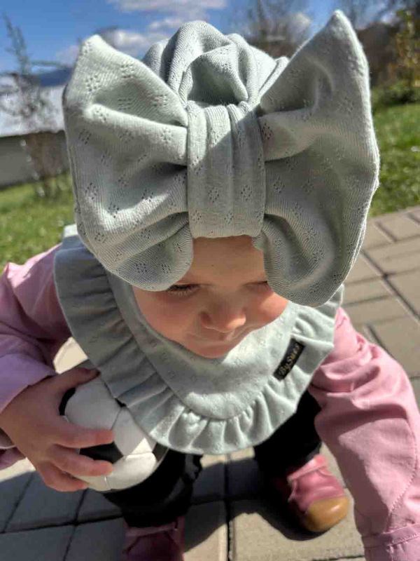 Turban s Mašľou pointelle - MOSS GREEN 4