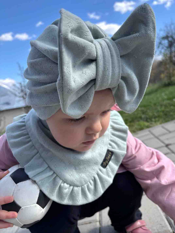 Turban s Mašľou pointelle - MOSS GREEN 5