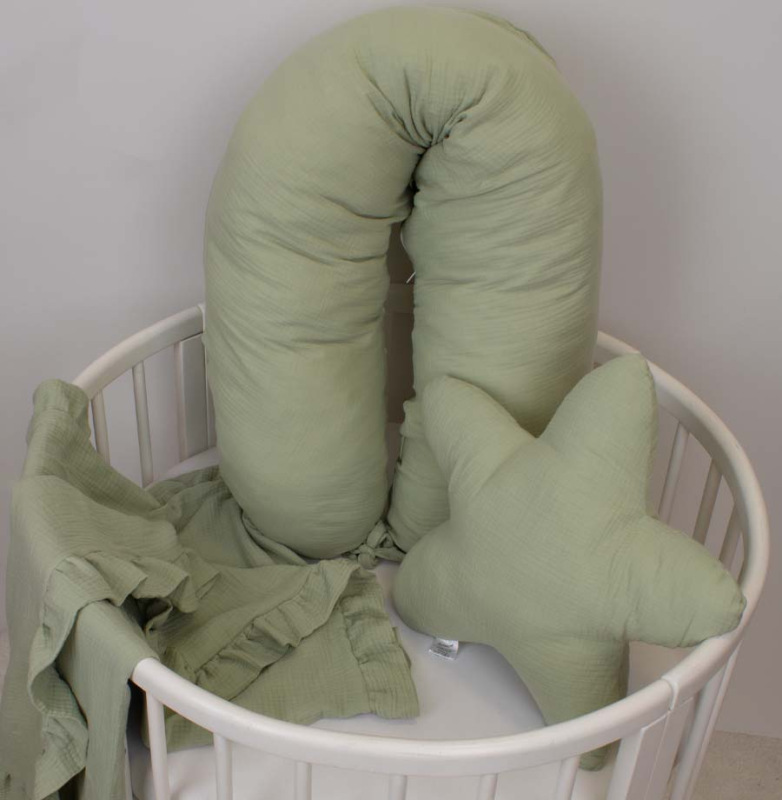 Vankúš na dojčenie, mušelín MOSS GREEN