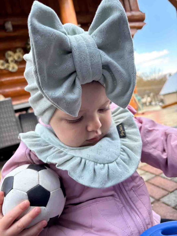 Turban s Mašľou pointelle - MOSS GREEN 1