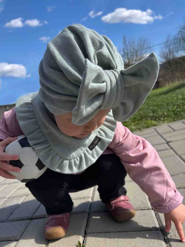 Turban s Mašľou pointelle - MOSS GREEN 2