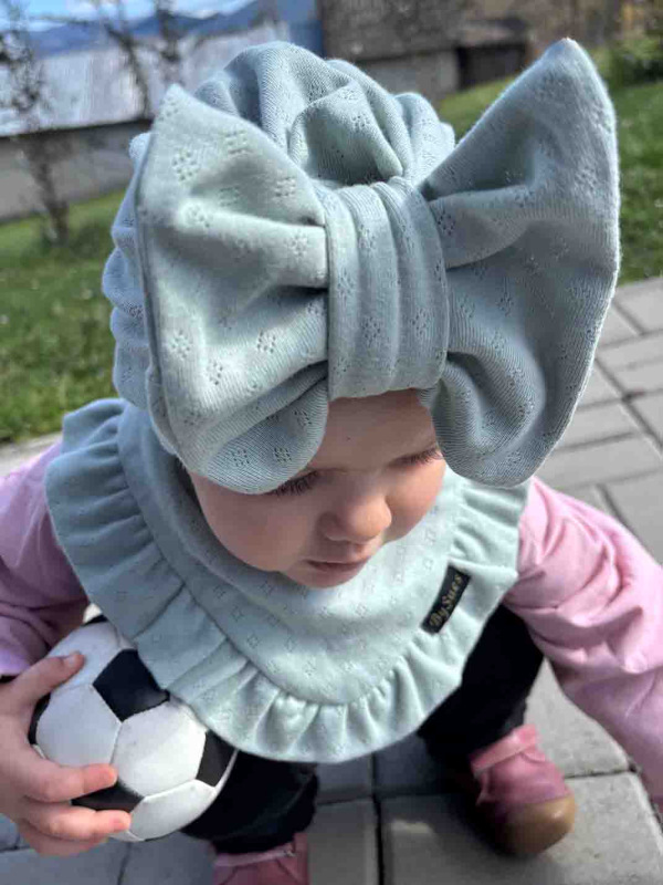 Turban s Mašľou pointelle - MOSS GREEN 3