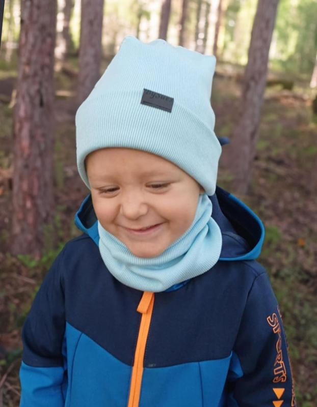 Prechodná detská čiapka Rebrovaná bavlna, BABY BLUE 6