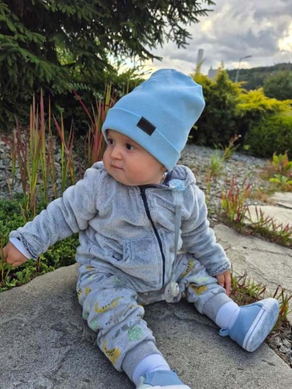 Prechodná detská čiapka Rebrovaná bavlna, BABY BLUE 2