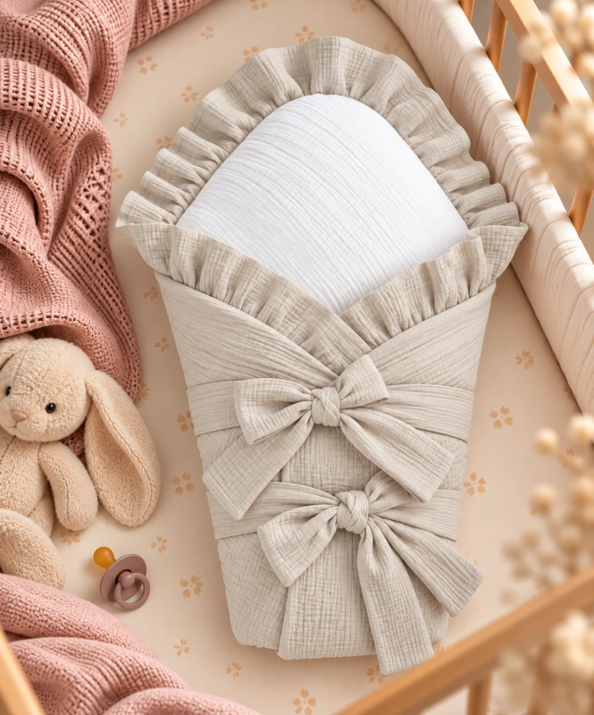 Detská zavinovačka vystužená, Mušelín SAND BEIGE