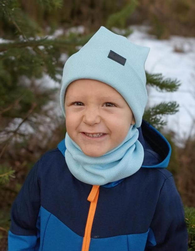 Prechodná detská čiapka Rebrovaná bavlna, BABY BLUE 3