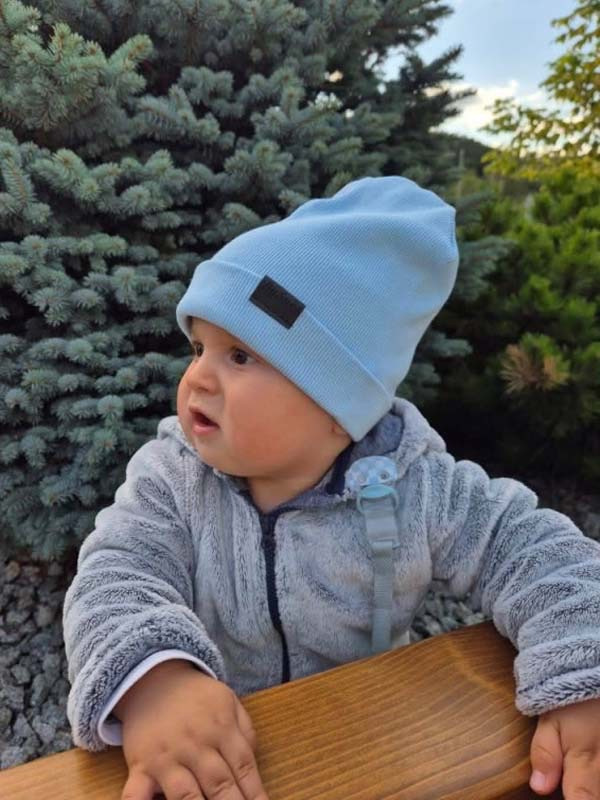 Prechodná detská čiapka Rebrovaná bavlna, BABY BLUE 7