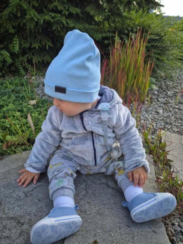 Prechodná detská čiapka Rebrovaná bavlna, BABY BLUE 1