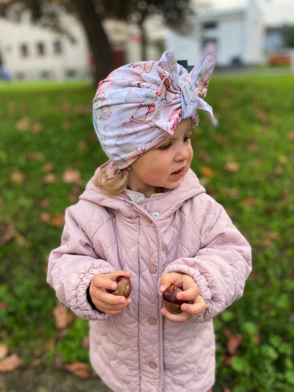 Turban s Mašľou Bavlna detská čiapka JARNÁ ZÁHRADA 3