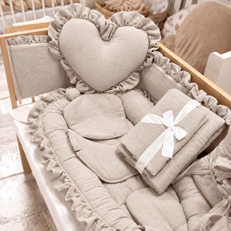 Set do postieľky bez volánu, mušelín SILVER BEIGE 3