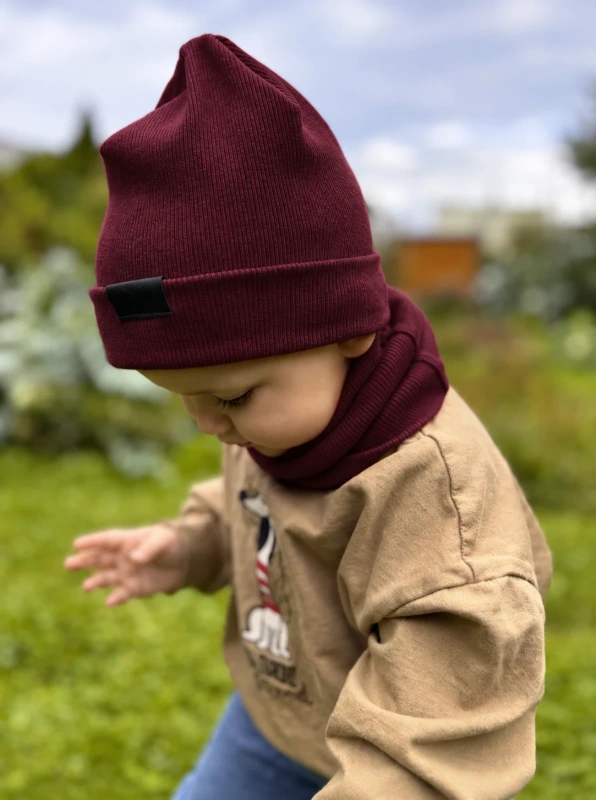 Nákrčník pre deti, rebrovaná bavlna - BURGUNDY