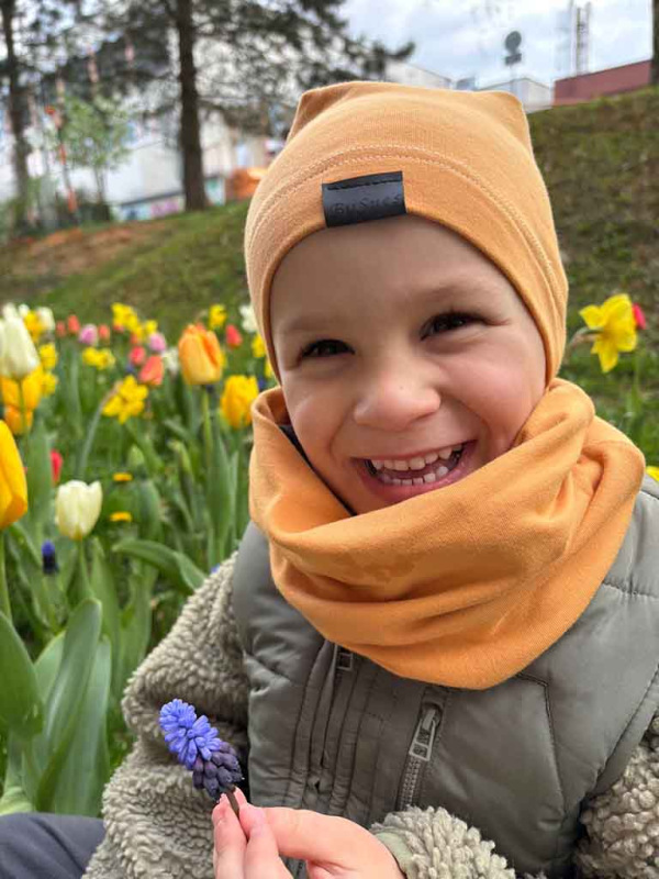 Nákrčník pre deti bavlna - HORČICOVÁ 3