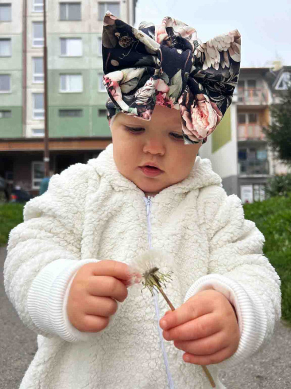 Turban s Mašľou Bavlna detská čiapka NOČNÉ RUŽIČKY 2
