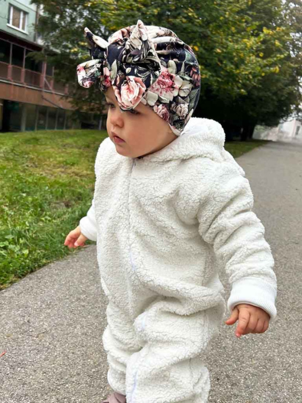Turban s Mašľou Bavlna detská čiapka NOČNÉ RUŽIČKY 3